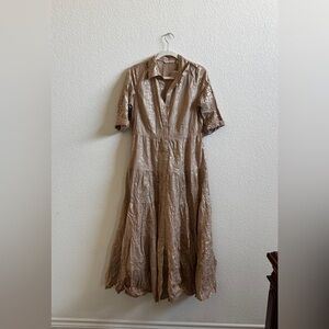 Soft Surroundings Shimmering Tan Midi Dress